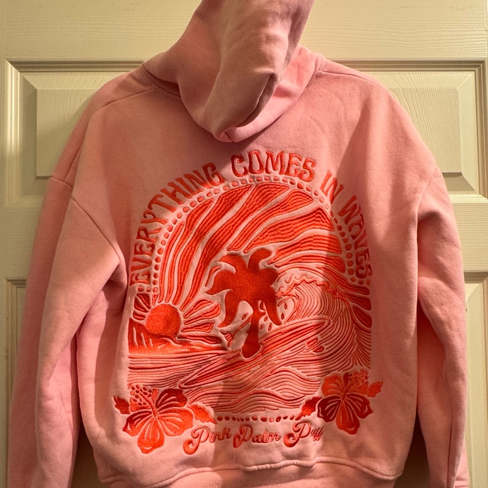PINK PALM PUFF “Everything Comes in Waves” Oversized Hoodie - VGUC - Size XS